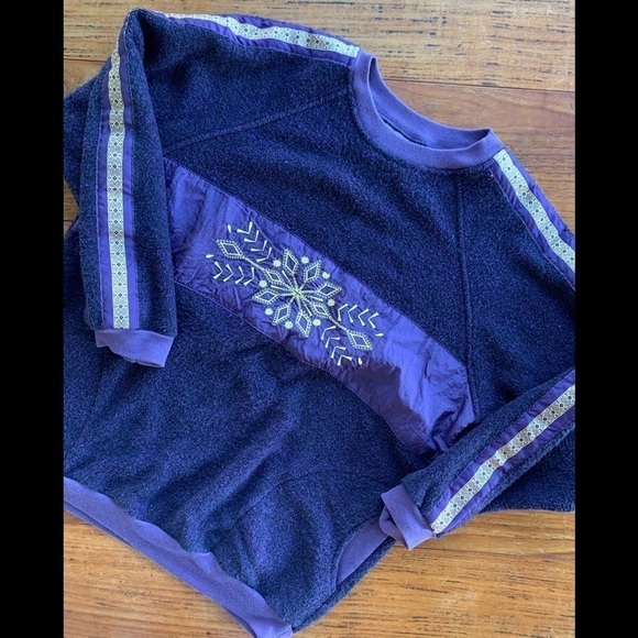Vtg Purple and metallic gold oversized Rafael sweatshirt with pockets - Picture 1 of 10